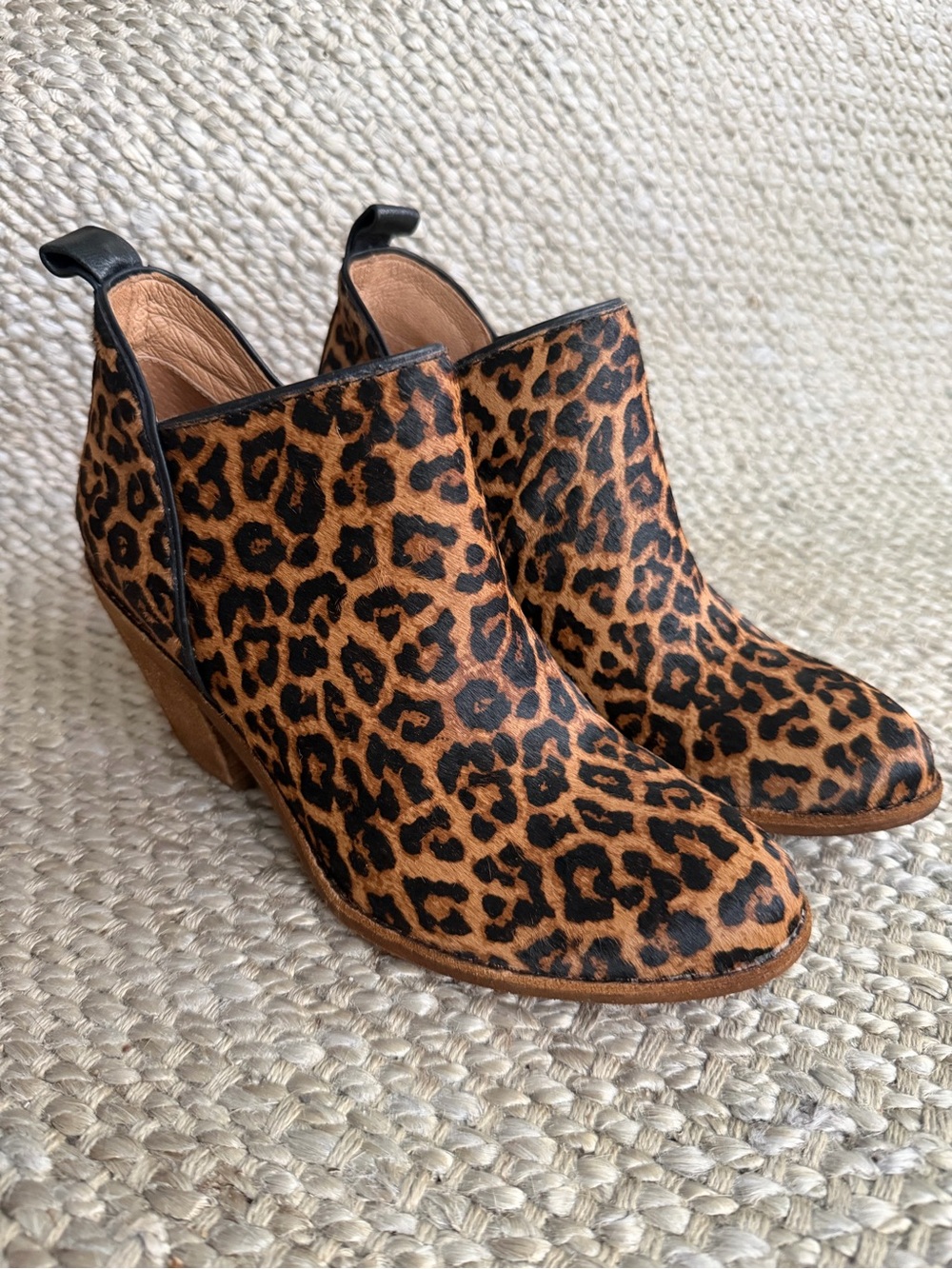 Sofft Leopard Print Ankle Booties in Brown and Black